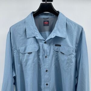 Wrangler Outdoor Shirt Men's Size 3XL Blue Regular Fit Vented Performance‎
